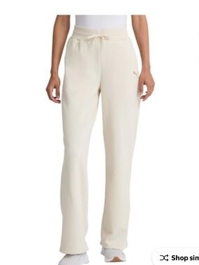 Puma Cream Drawstring Logo Joggers